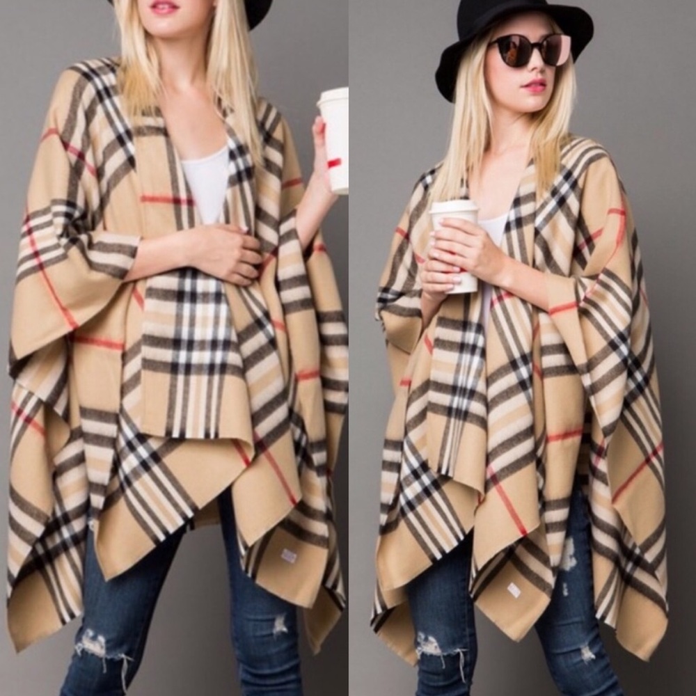 Classic Plaid Poncho - Picture 5 of 8